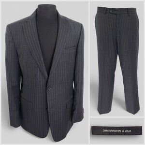 John Varvatos Star USA Striped 2-Piece Suit | Blazer 40R | Pants W34xL29